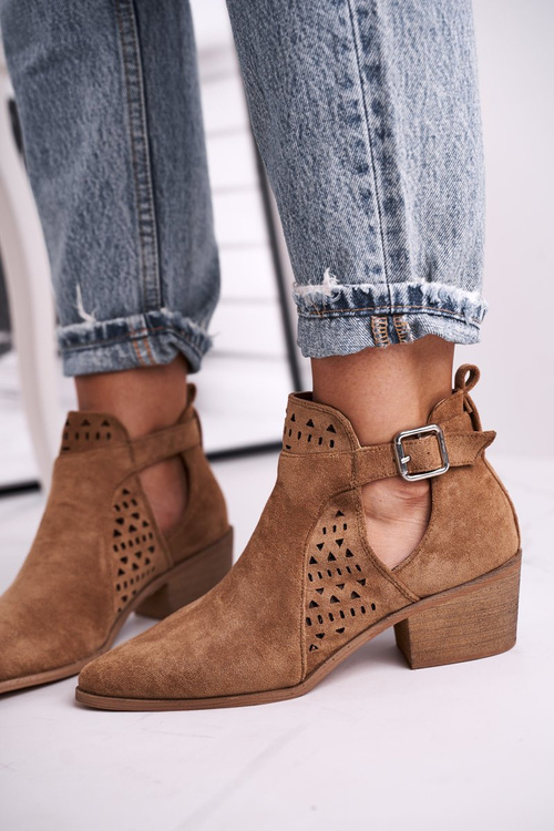 Замшеві чоботи на блочному каблуці Camel Esen