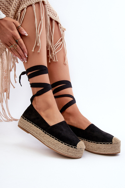 Жіночі чорні еспадрільї на платформі зі шнурівкою та косою Tailesse