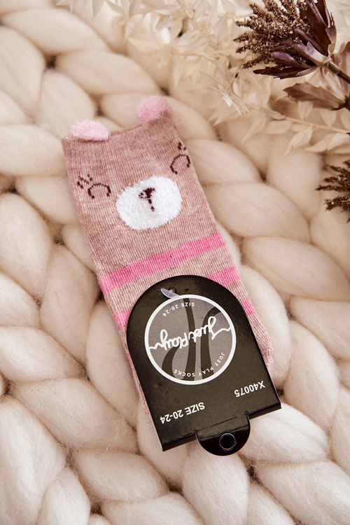 дитячі смугасті шкарпетки з ведмедиком Бежеві 