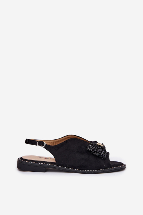 Жіночі Сандалі З Бантом На Плоскому Каблуці S.Barski KV51-014 Чорні