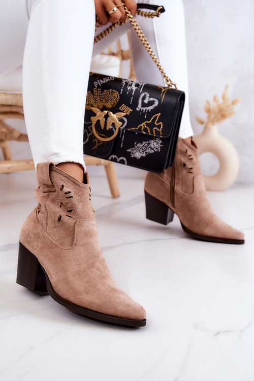 Замшеві жіночі ковбойські чоботи Beige Devon