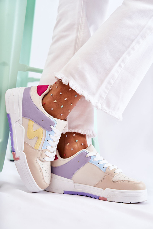 Жіночі спортивні шкіряні туфлі бежеві Francis