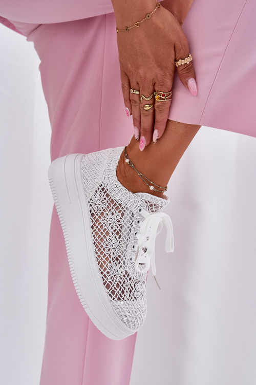 Жіночі Кросівки На Платформі З В'язаної Верхньою Частиною Білі Mirietto