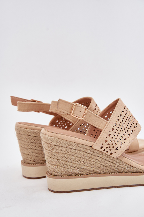 Жіночі Сандалі З Перфорацією На Каблуку З Плетінням Бежеві Золіра