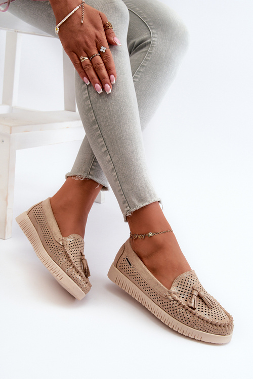 Жіночі лофери зі штучної замші з вирізом із золотистими деталями Tinami