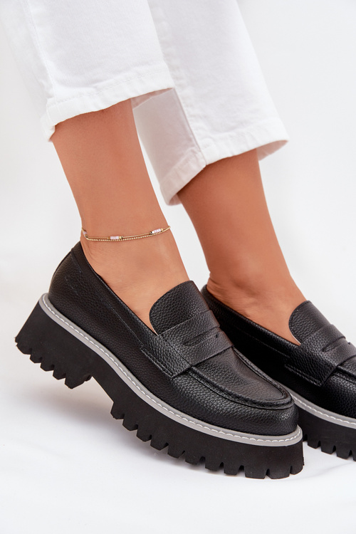 Жіночі Мокасини На Платформі І З Плоским Каблуком Big Star NN274049 Чорні