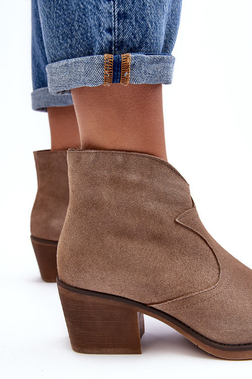 Замшеві ковбойські черевики на блискавці D&A SN622-29 темно-бежевий