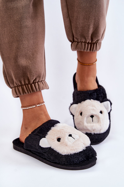 Жіночі хутряні тапочки з Тедді Чорний Solly