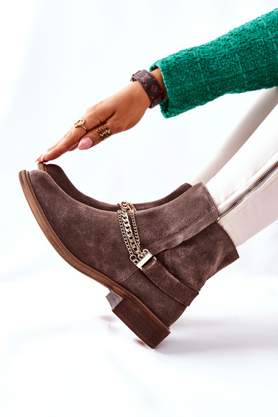 Жіночі замшеві черевики Nicole Leather Brown Dome