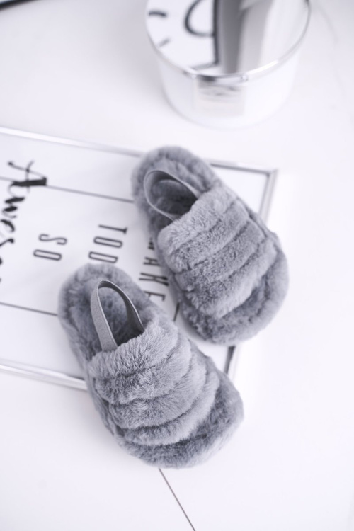 Дитячі гірки з бантом і хутром сірі Fluffy