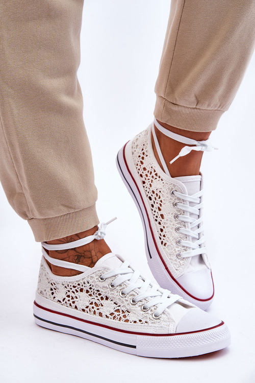 Жіночі мереживні текстильні кросівки White Fergo