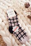 Жіночі теплі шкарпетки решітка Бежево-чорні