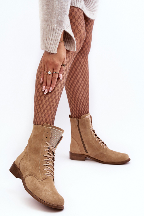 Жіночі замшеві бежеві чоботи Nicole 2848