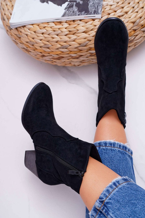 Жіночі чоботи на шпильці Ковбойські чоботи чорні Nutriso