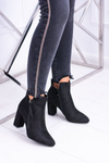 Жіночі чорні чоботи на шпильці замшеві Egida