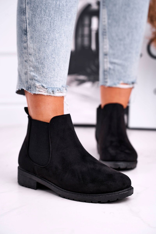 Жіночі чоботи Джодхпур чорні Shaggy