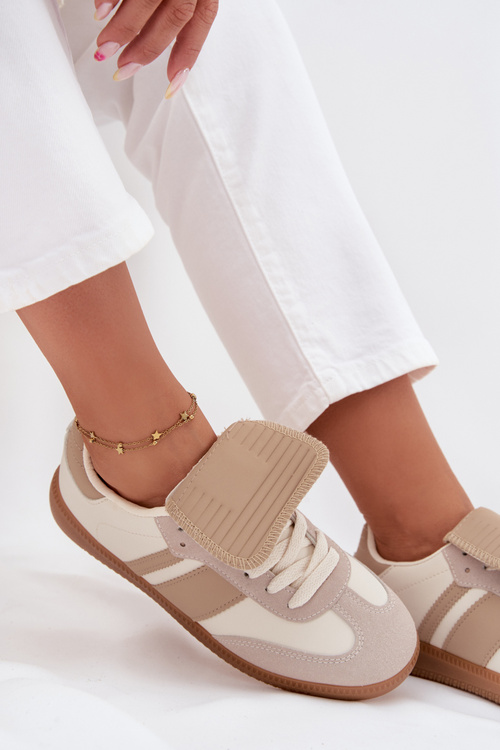 Низькі жіночі кросівки з загнутим язичком бежеві Ardira