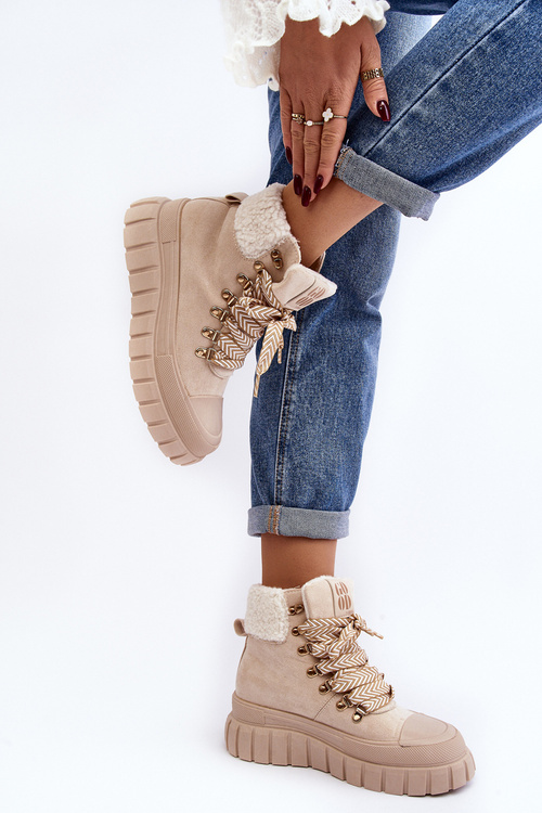 Черевики Trappers на підкладці на товстій підошві Ralotta Light Beige