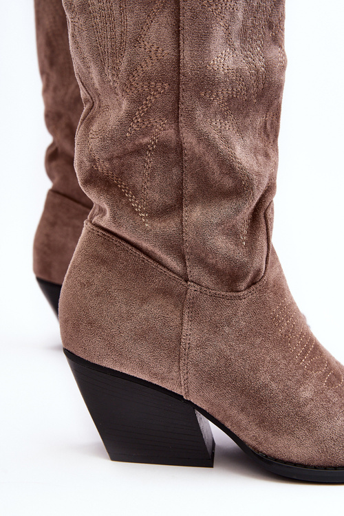 Жіночі ковбойські чоботи на каблуці темно-бежеві Sloana