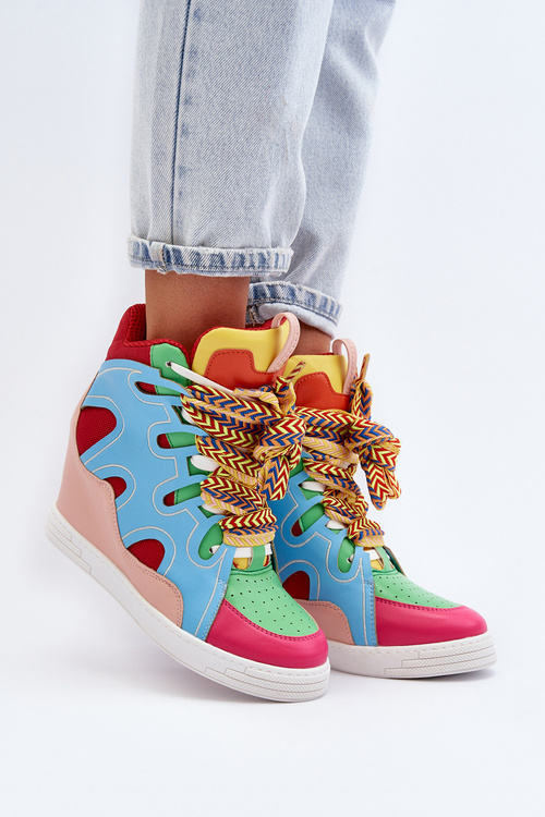 Жіночі кросівки на платформі різнокольорові леопардові