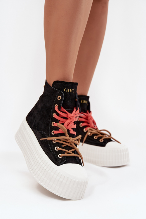 Замшеві утеплені жіночі кросівки на масивній платформі GOE SS2N4046 Чорний