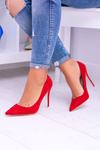 Жіночі червоні замшеві туфлі на шпильці Lu Boo із загостреним кольором