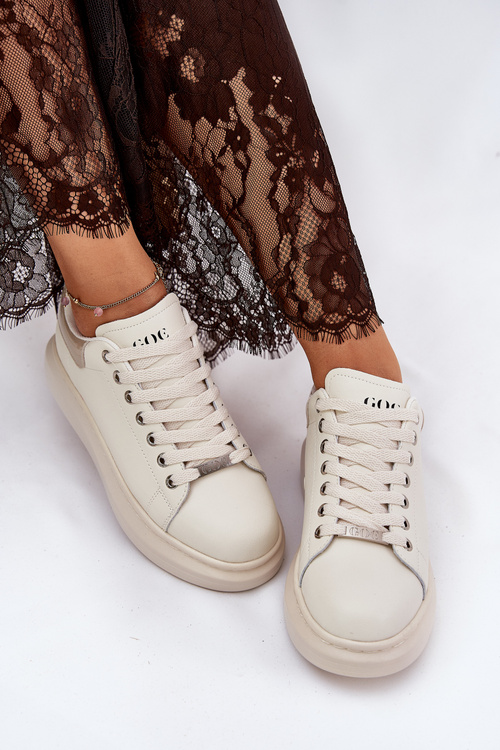 Шкіряні Жіночі Кросівки На Платформі Бежеві GOE RR2N4004