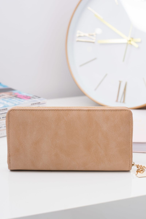 Бежевий жіночий великий гаманець-брелок Золоте серце