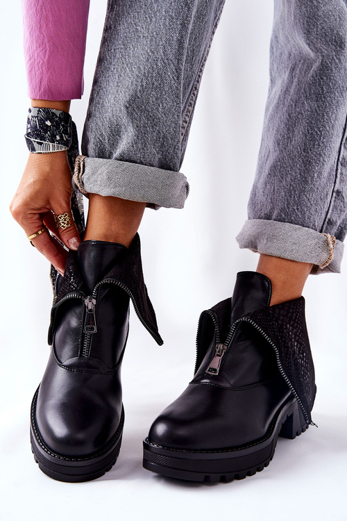 Чорні шкіряні черевики Challonte на підборах