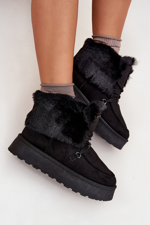 Жіночі Снігоступи На Платформі З Пухом І Шнурівкою Big Star SS274113 Чорні