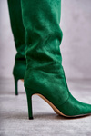 Замшеві чоботи на високих підборах Green Carite