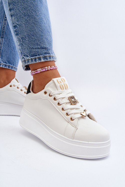 Жіночі кросівки на платформі з білими прикрасами Herbisa