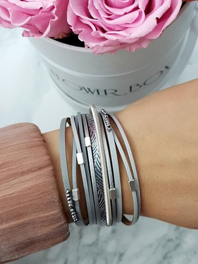 Жіночий браслет ряд широких сірих кристалів Michiko