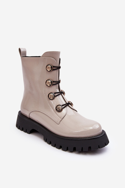 Чоботи жіночі стьобані з ґудзиками D&A MR870-51 Світло-бежевий