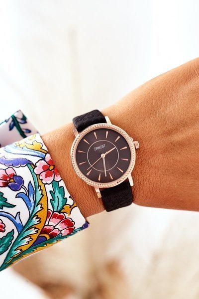 Годинник на шкіряному ремінці без нікелю ERNEST Black