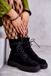 Жіночі замшеві чоботи на зав'язках чорна афра
