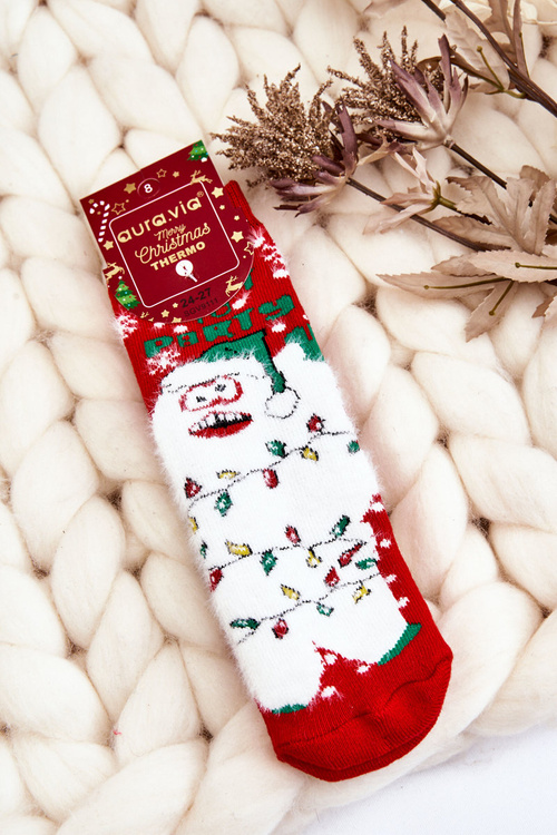 Дитячі новорічні бавовняні термоактивні шкарпетки Yeti Red