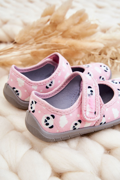 Дитячі тапочки балерини на липучці Befado Pandas 955X021 світло-рожевий