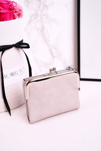 Маленький жіночий гаманець на застібці на гачок сірий