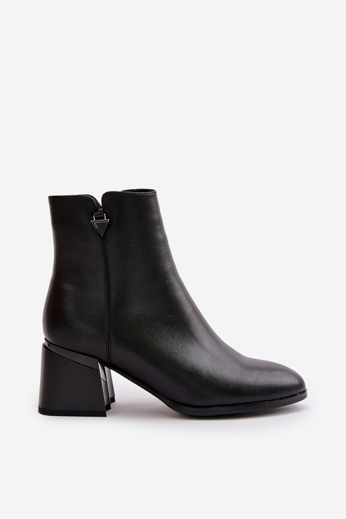 Елегантні теплі жіночі черевики з натуральної шкіри чорного кольору Vinceza 77106