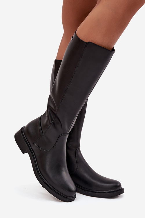 Шкіряні жіночі черевики з підкладкою на низькому каблуці Sergio Leone KZ25600-S Чорний