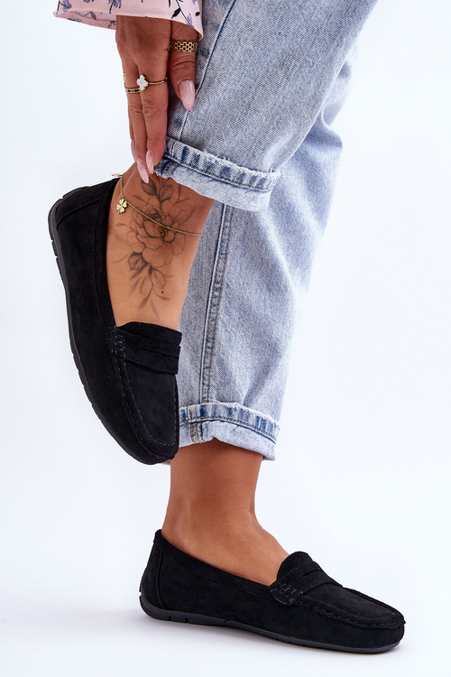 Жіночі замшеві лофери чорні Lenvie