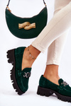 Туфлі замшеві з декором Laura Messi 2489 зеленого кольору 