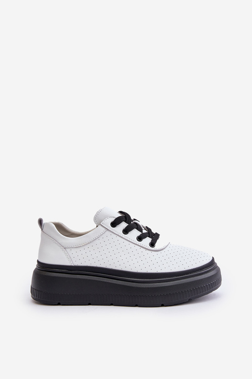 Жіноче спортивне взуття на платформі натуральна шкіра білі 41470 Vinceza