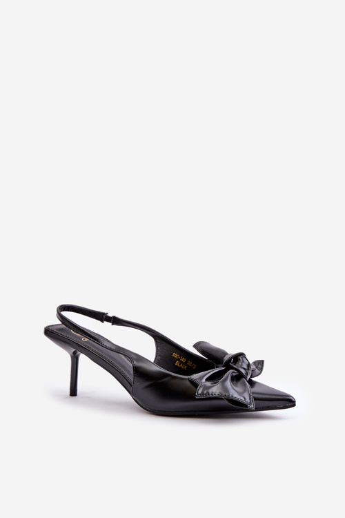 Високі підбори з бантом з екошкіри Emirenna чорного кольору