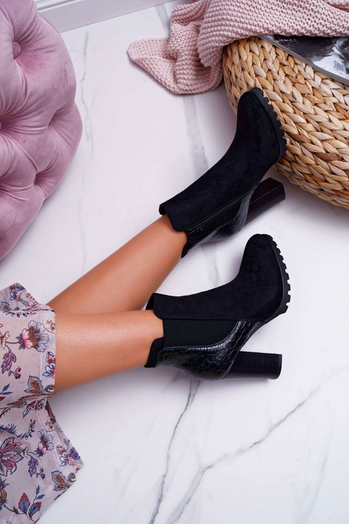 Чоботи жіночі на підборах чорні Mondego