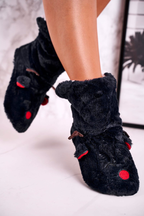 Різдвяні утеплені тапочки з оленем Чорним Рудольфом