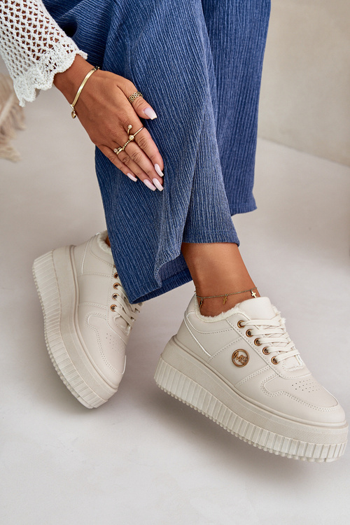 Кросівки жіночі спортивні утеплені на масивній підошві бежеві Verissha