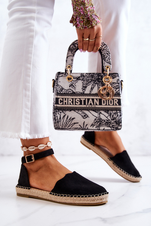 Жіночі еспадрільї з пряжкою Чорні Bonetti