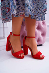 Жіночі червоні босоніжки на шпильці на платформі Debora